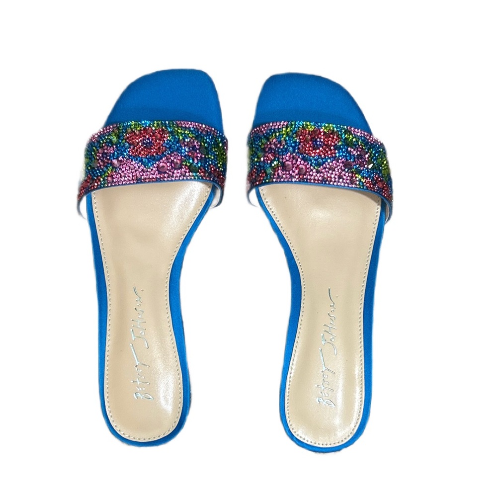 Betsey Johnson Sunny Blue Poppy Embellished Heels